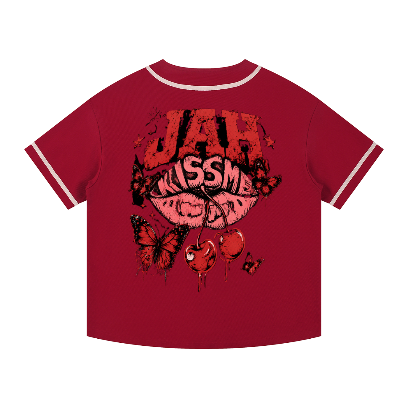 Cherry Temptation Piped Button-Up Jersey