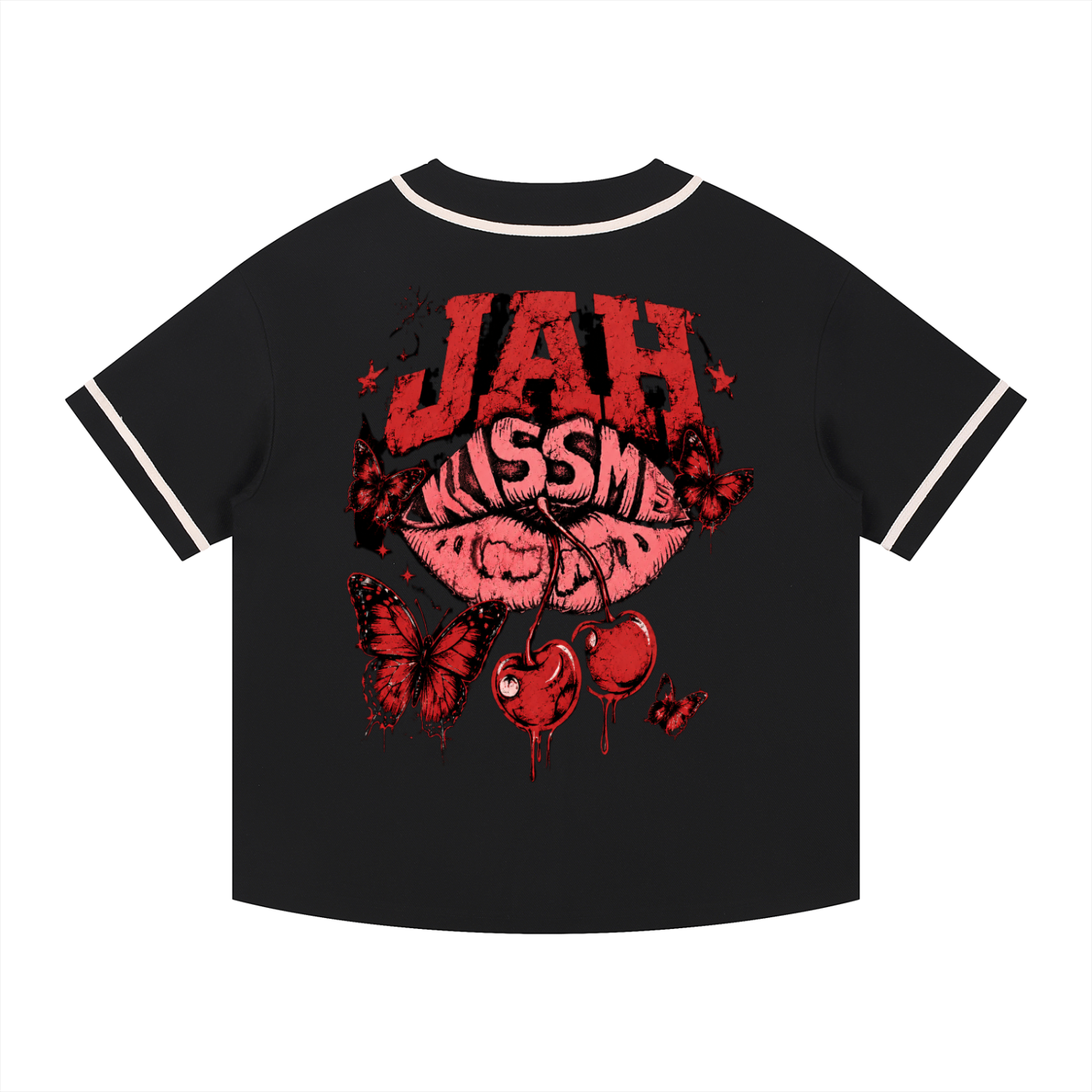 Cherry Temptation Piped Button-Up Jersey