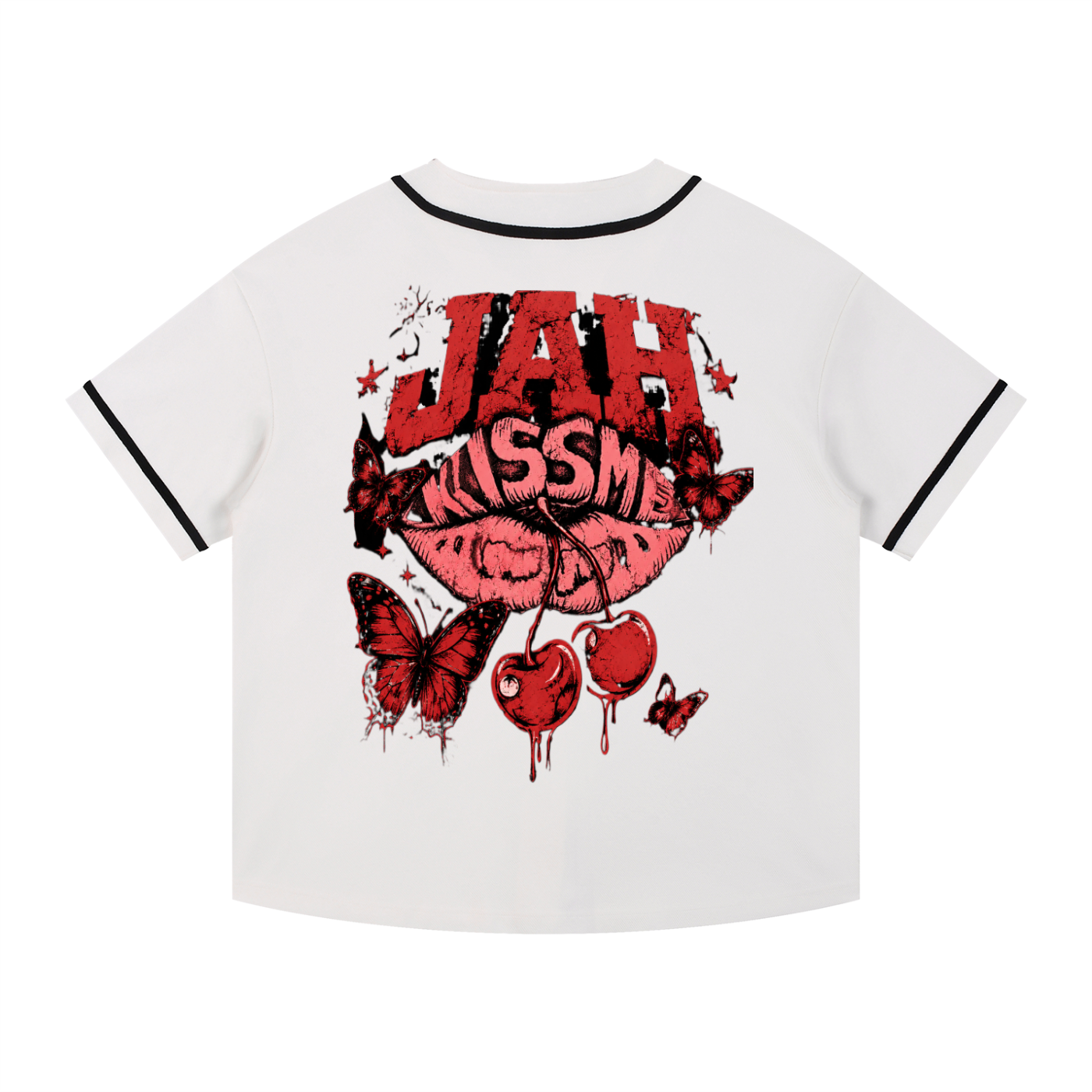 Cherry Temptation Piped Button-Up Jersey
