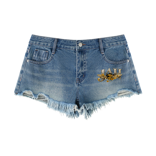 Gilded JAH Vintage Wash Raw Hem Denim Shorts