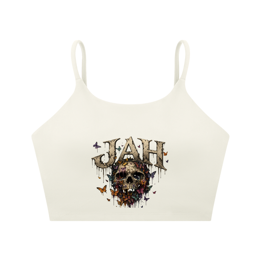 Floral Reaper Spaghetti Strap Yoga Sports Bra